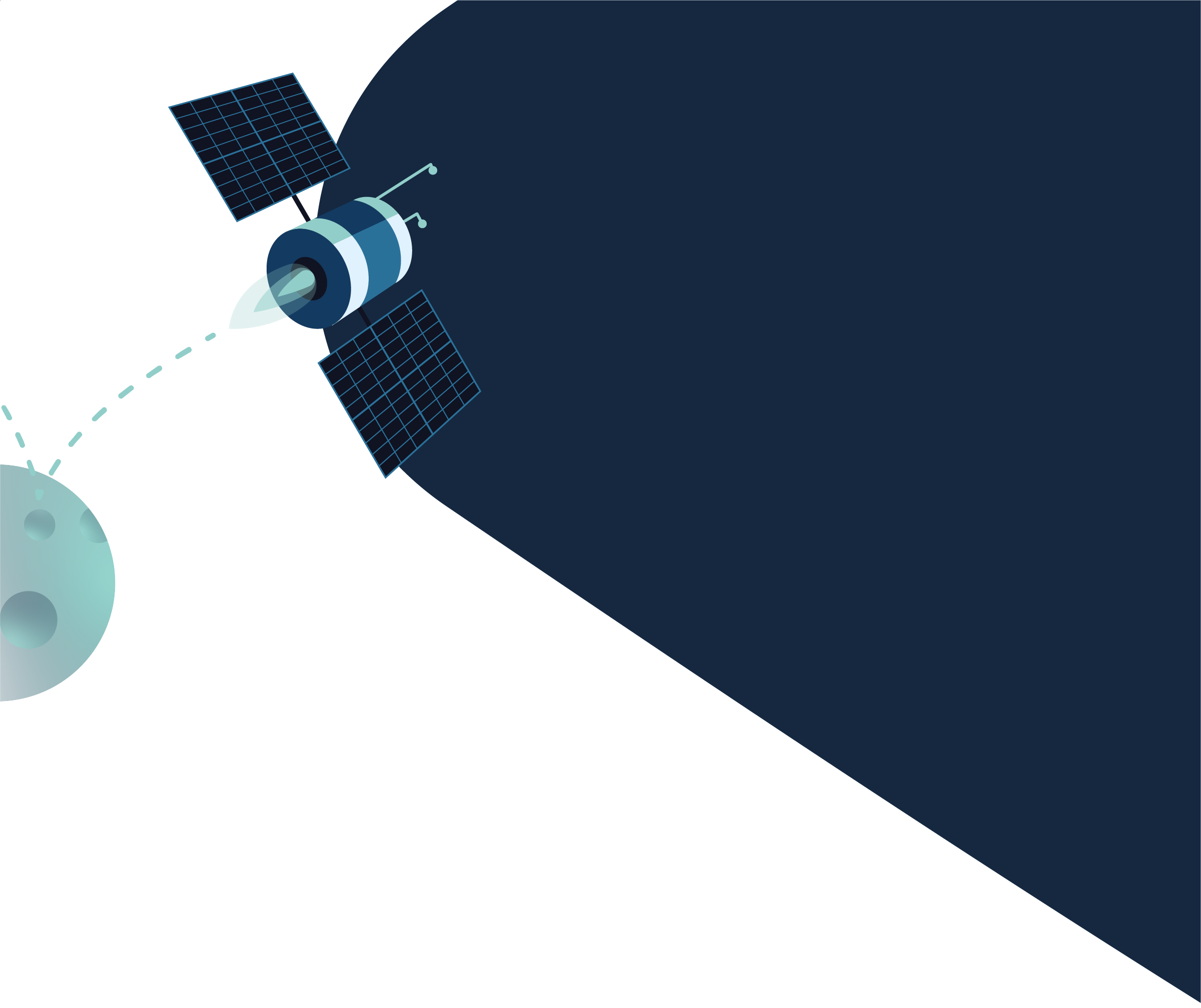 satellite et forme bleue